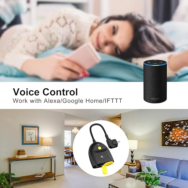 1byone Enchufe inalmbrico para exterior 1 BY ONE resistente al agua enchufe exterior WiFi con 2 salidas control remoto de aplicacin Smart Home Plug compatible con Alexa Google Home e IFTTT