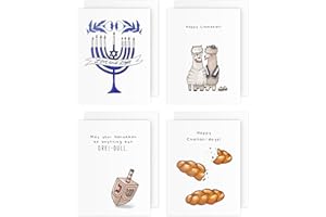 Funny Hanukkah Card Pack – 8 Punny Jewish Holiday Greeting by Aly Lou | Cute Chanukah Humor, Blank Inside, Perfect for Friend