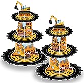 NatNarr 2 Pack Construction Cupcake Stand Construction Party Decorations 3 Tier Construction Cupcake Holder Dessert Stand for Boys Kids Baby Shower Birthday Party Supplies