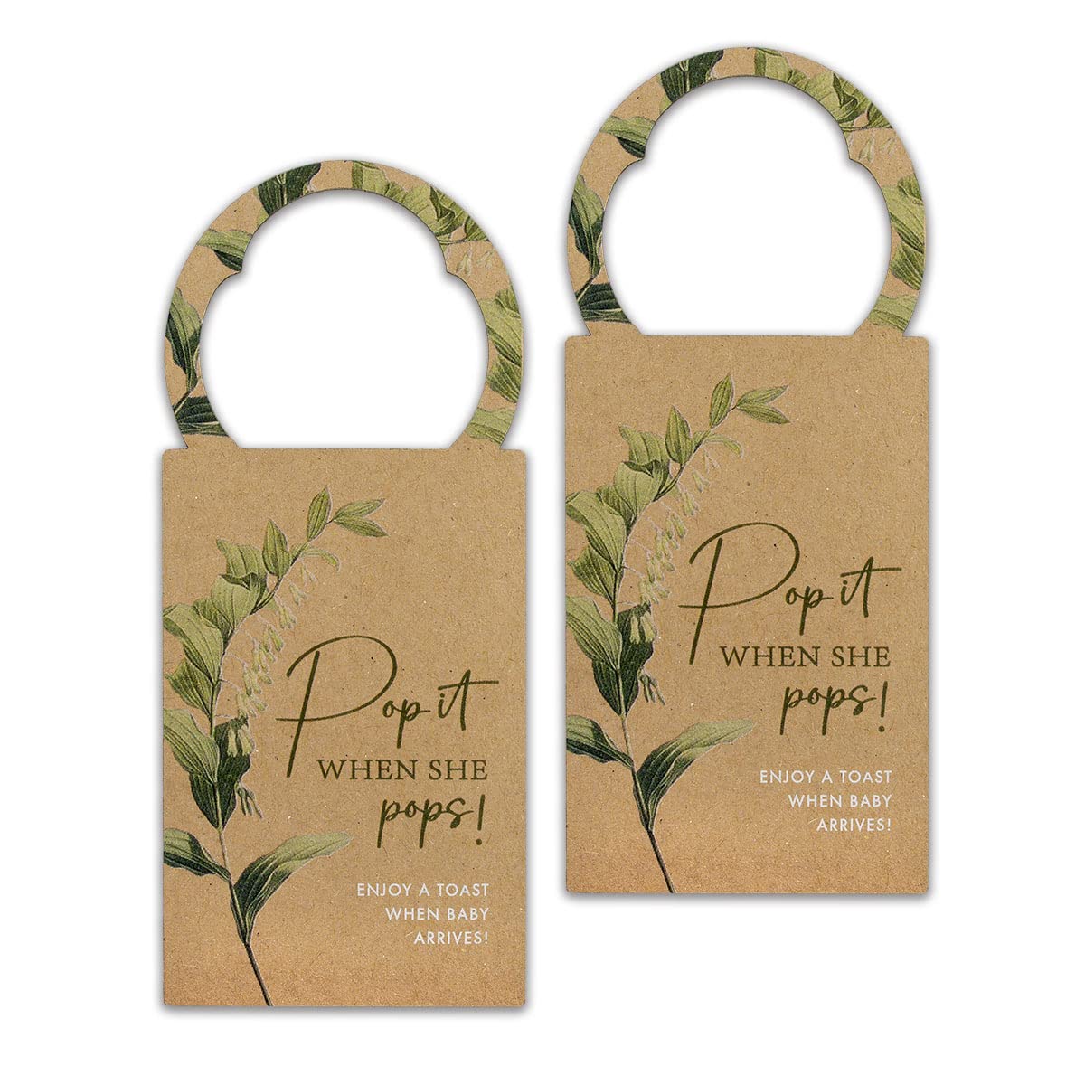 Summer-Ray 50pcs Pop it When She Pops Mini Champagne Baby Shower Tags Wine Bottle Tags (Kraft Brown)