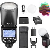 Godox V1 V1-C V1 for Canon Flash Round Head TTL Shot Speedlight 76Ws | 2.4G X‑system HSS 1/8000s 1.5s fast recycle,480 full‑power flashes 2980mAh built‑in LED modeling lamp for portrait &amp; studio