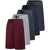 Real Essentials Men’s 5 Pack: 9" Dry-Fit Shorts – Athletic Gym, Workout, Basketball, Running, Casual Lounge Active Pockets
