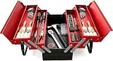 Crystals 3 Tiers Cantilever Tool Box 5 Trays Red Steel Organizer 47x32x20cm view 2
