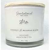 Natural Coconut + Beeswax Scented Candle Storm XL White Jar with Wooden Lid, 26 Oz.