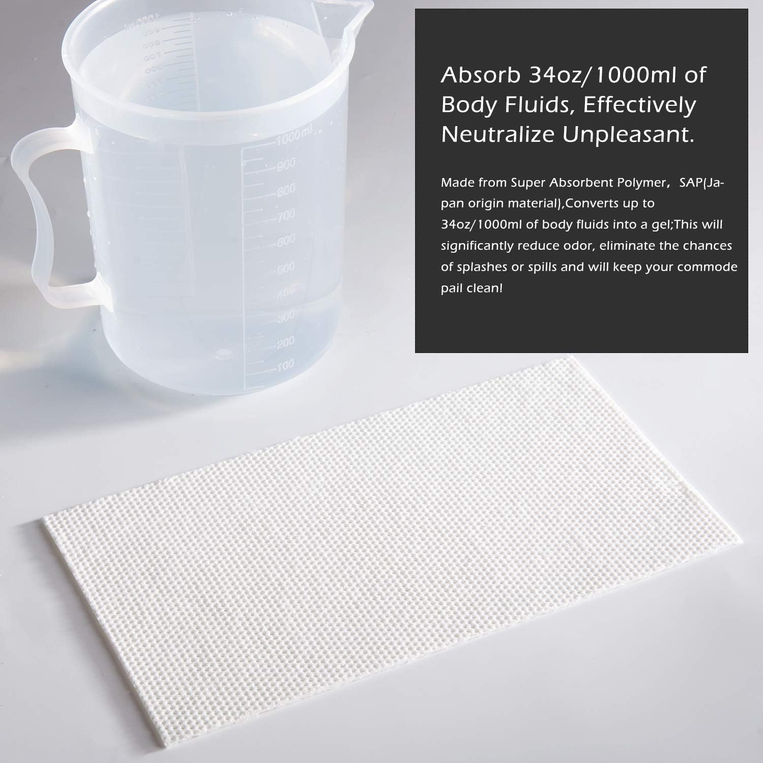 Gelling Absorbent Pads for Commode Liners,Disposable Super-Absorbent Pads for Bedside Commode Bags, Economic Pack, Universal Fit (68 Count): Health & Personal Care