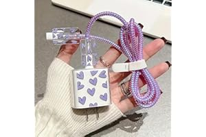 Cable Protector Charger Wire Saver for Standard Apple 20W Love Pattern Cute Wire Wrap Accessories Protective Case (Purple)