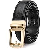 GAEKEAO Ratchet Belt for Men Genuine Leather 1 3/8" - Micro-Adjust Buckle Trim to Fit Dress Belt Casual to Formal Gift Boxed