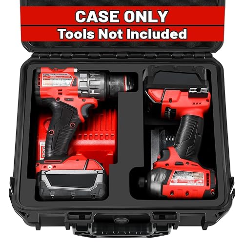 Case for Milwaukee M18 Impact Drill Driver Combo Kit Waterproof Tool Box  for Milwaukee Power Drill Impact Set, Hard Tool Case for Cordless Drill 