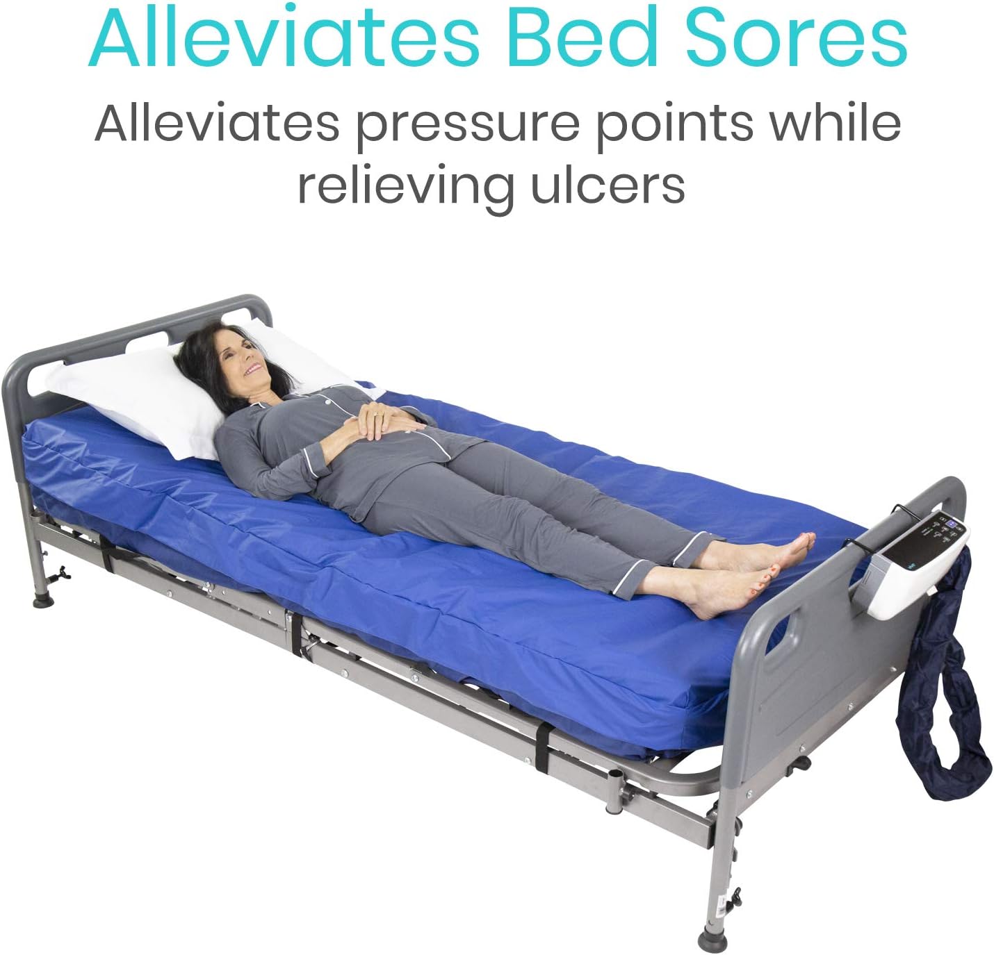 Vive 8" Alternating Pressure Mattress - Low Air Loss Hospital Replacement Mattress - Medical Bed Topper for Pressure Ulcers and Bed Sores - Variable, Inflatable Pressure Pump System: Health & Personal Care