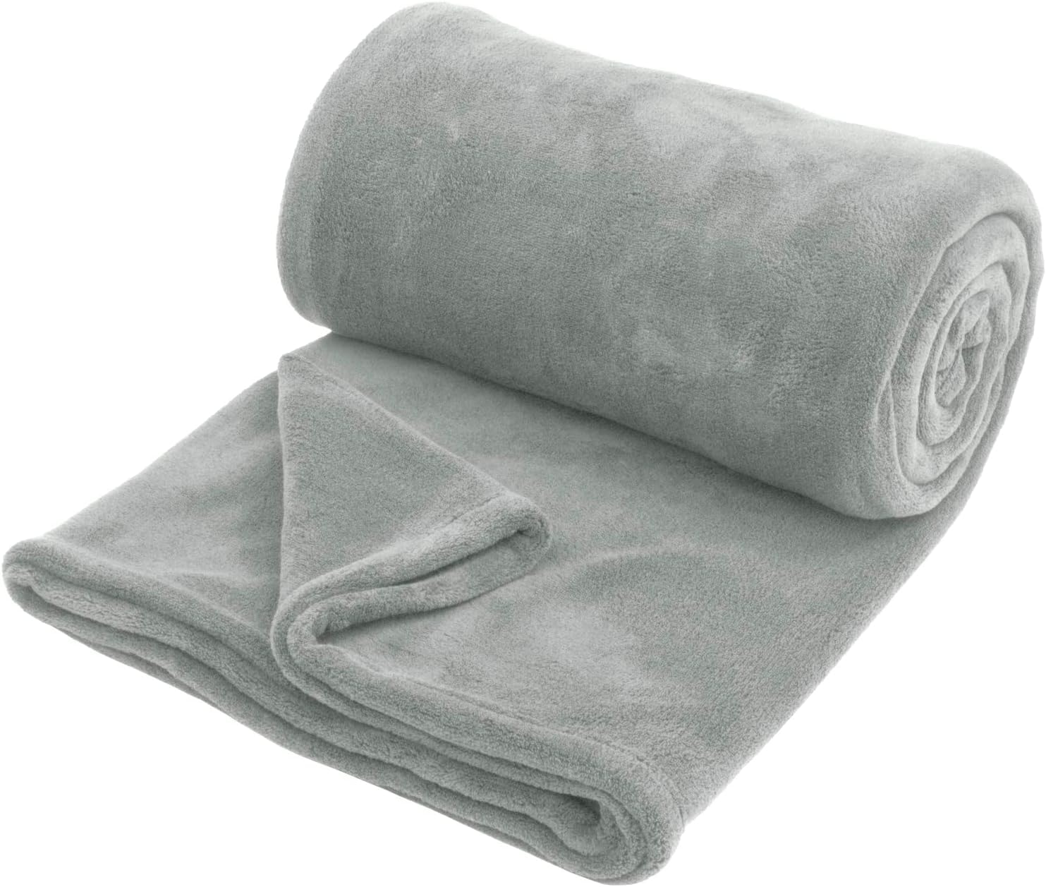 Hafaa Fleece Blanket Throw Double Fluffy Throws for Sofas - Warm 400 GSM Soft Cosy Bed Blankets for Adults Kids, Twin Size, Silver Grey, 150x200cm