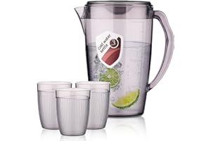 HOMQUEN Plastic Pitcher with 3 Cup, 60 Oz/1.8L Water Pitcher with Lid, Iced Tea Pitcher, Water Carafe, Jar Pitcher, Water Jug