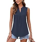 AUSELILY Womens 2026 Summer Tank Tops Causal Ladies V Neck Sleeveless Loose Pleated Shirts Blouse