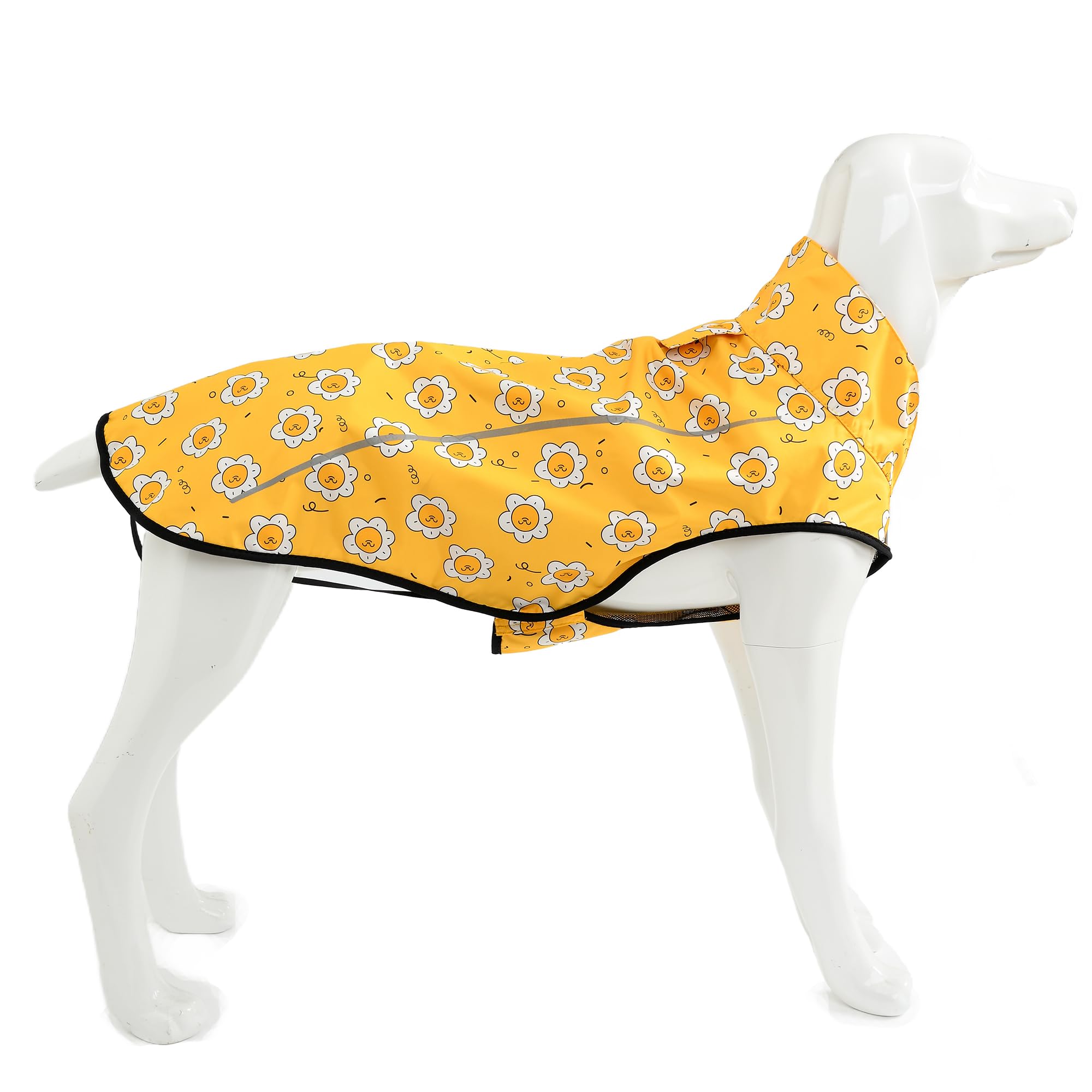 Mile High Life | Dog Raincoat | Adjustable Water Proof Pet Clothes | Lightweight Rain Jacket with Reflective Strip | Easy Step in Closure, Yellow Sun, XX-Small — image 1