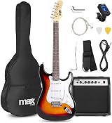 MAX Electric Guitar and 40W Amp Beginner Kit Sunburst S-Style Guitar Starter Set