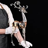 18" Tall Acrylic Christmas Reindeer Figurine - Elegant Clear Large Reindeer Ornaments for Christmas Indoor Decor, Holiday Centerpiece, Living Room, Fireplace, Table Display (Gold Standing Reindeer)