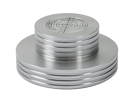 Dynavox Plattenspieler-Stabilizer PST300 Silber mit Libelle, Auflagegewicht für Plattenspieler aus Aluminium, Gewicht 420 g