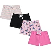 BTween 4 Pack Girls Shorts, Cotton French Terry Shorts for Girls, Kids Summer Clothing