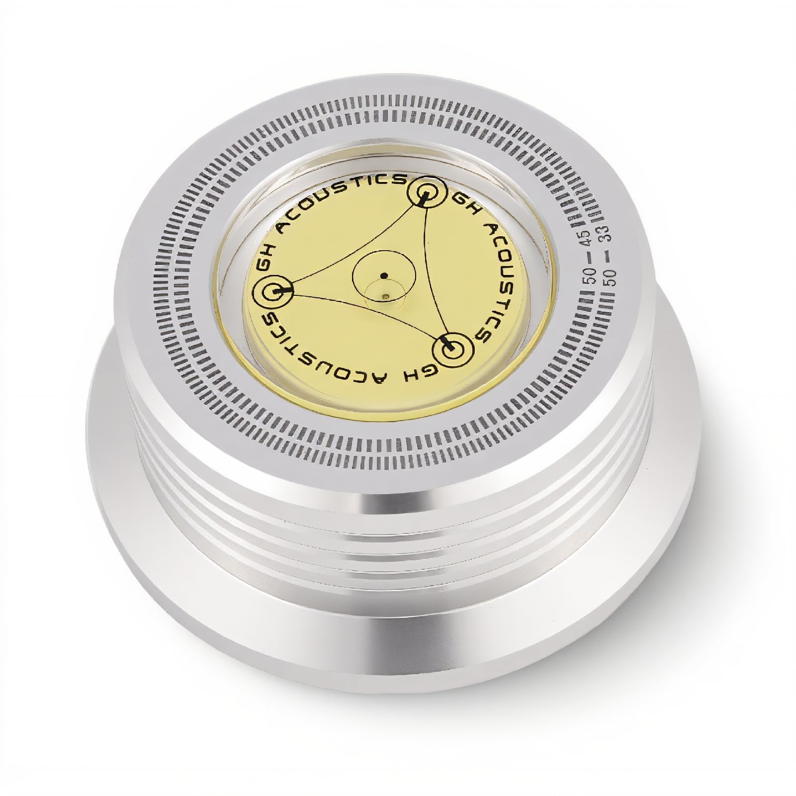 Richer-R, 3 in 1 Record Clamp,50Hz Turntable Disc Record Stabilizer Clamp with Bubble Level for LP Record Player/Lower Noise/Realistic Sound Reproduction(Silver)