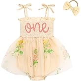 TITKKOP Baby Girl 1st Birthday Clothes One Year Old Tulle Romper Sleeveless Bodysuit Cake Smash Outfits