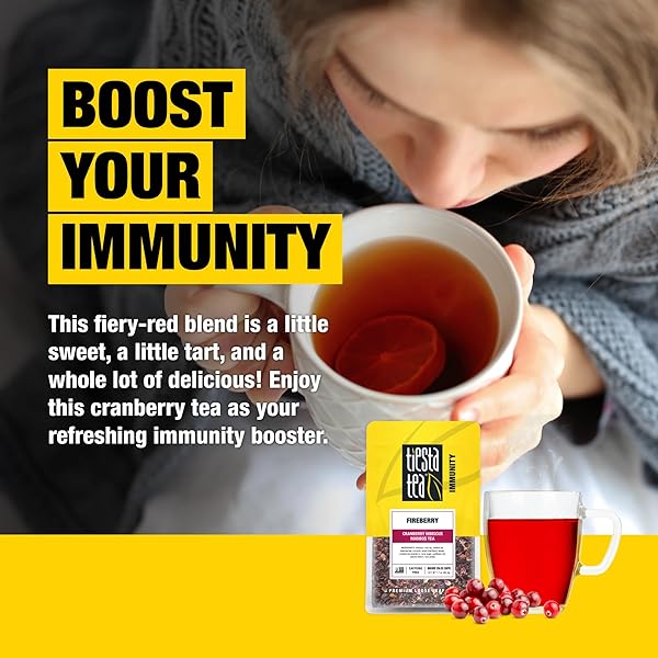 TIESTA TEA – CRANBERRY HIBISCUS ROOIBOS TEA, FIREBERRY, LOOSE LEAF, HERBAL BLEND WITH HIBISCUS, CRANBERRY, CURRANTS & ROOIBOS, ENJOY HOT OR ICED, 1.7OZ RESEALABLE POUCH, 25 CUPS