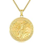 Midir&Etain Saint Michael Necklace 925 Sterling Silver Gold Plated Archangel Michael Pendant Patron Amulet Medal Catholic Jewelry Gifts for Men Women