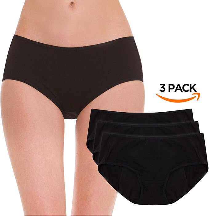 Hesta Women's Organic Cotton Period Menstrual Leak proof Sanitary Protective Briefs Panties