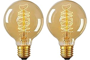 G95 Globe Edison Bulbs, 120v 60w Dimmable G30 Vintage Edison Light Bulb, Spiral Filament Edison Bulbs, E26 Base Amber Glass 2