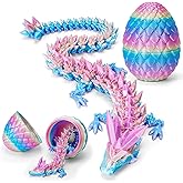 TBOLINE 12" 3D Printed Dragon Egg, Cool 3D Printer Articulated Crystal Dragon Toy for Boys Kid Teen, Animals Fidget Toy Dinosaur Eggs for 5-7 4-6 8-12 Year Old Boys Kid Girls