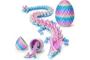 TBOLINE 3D Printed Dragon Egg, Dragon Eggs with Dragon Inside, Crystal Dragon Fidget Toys, Full Articulated Dragon in Egg, Adults Fidget Toys for Autism ADHD (Random Rainbow Dragon Egg)