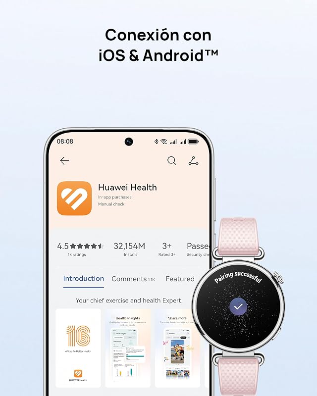Watch GT 7 41mm Smartwatch, GPS, para Android e iOS, 14 Dias, Rosa