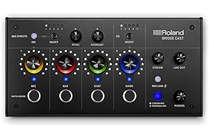 Roland BRIDGE CAST Dual Bus Gaming Mixer in Black | Pro Audio Streaming Interface and Mixer for Online Gamers | 32-Bit Hardware DSP | USB-C Windows and Mac Connectivity | XLR Input for Microphones