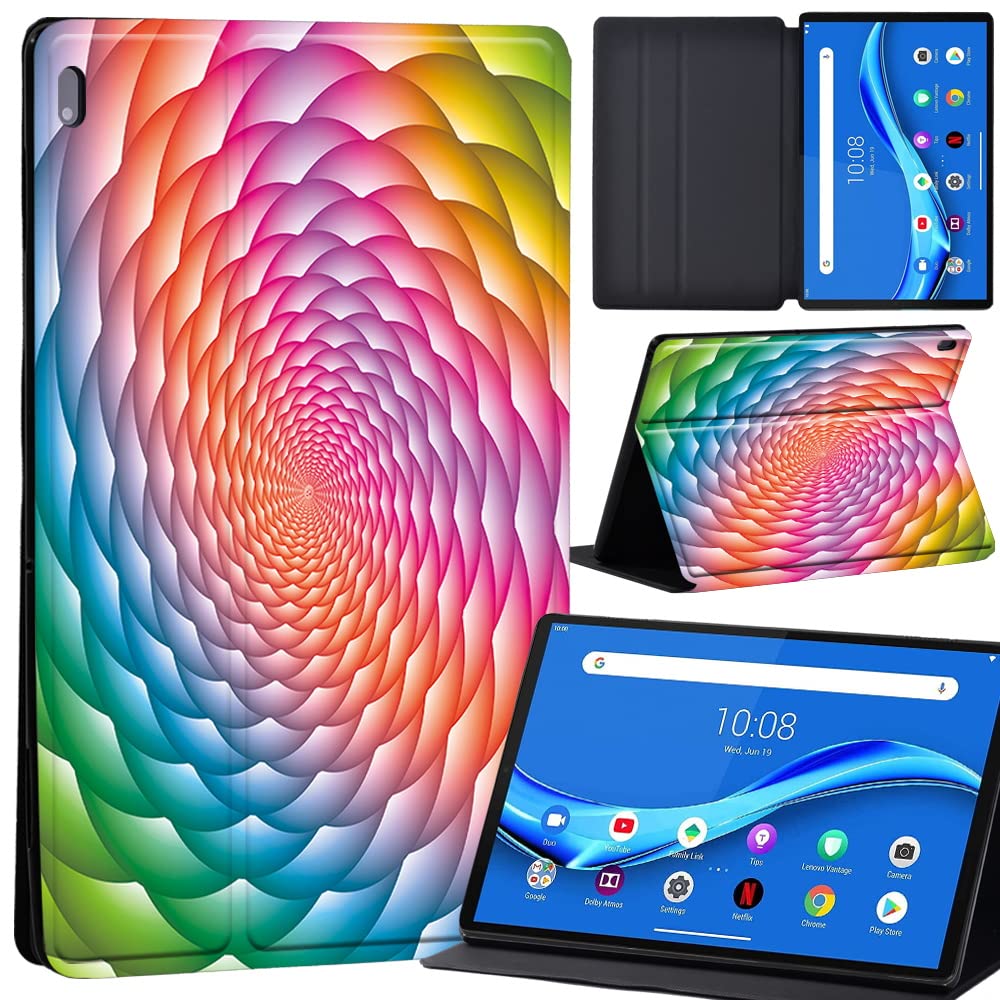 Case For Lenovo Tab M10 FHD Plus 10.3 inch (TB-X606X TB-X606F) Leather Case with Auto Wake-up, Flip Case for Lenovo Tab M10 FHD Plus Cover (3D art-rainbow)