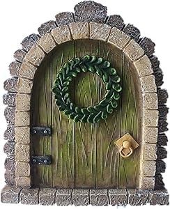 MUAMAX Fairy Garden DoorMiniature Fairy Doors Wall Outdoor Mystical Door for Tree Trunk Brown