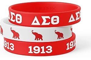 BBGreek Delta Sigma Theta Sorority Paraphernalia - Official Vendor - Set of 3 Silicone Bracelets - Wrist Bands