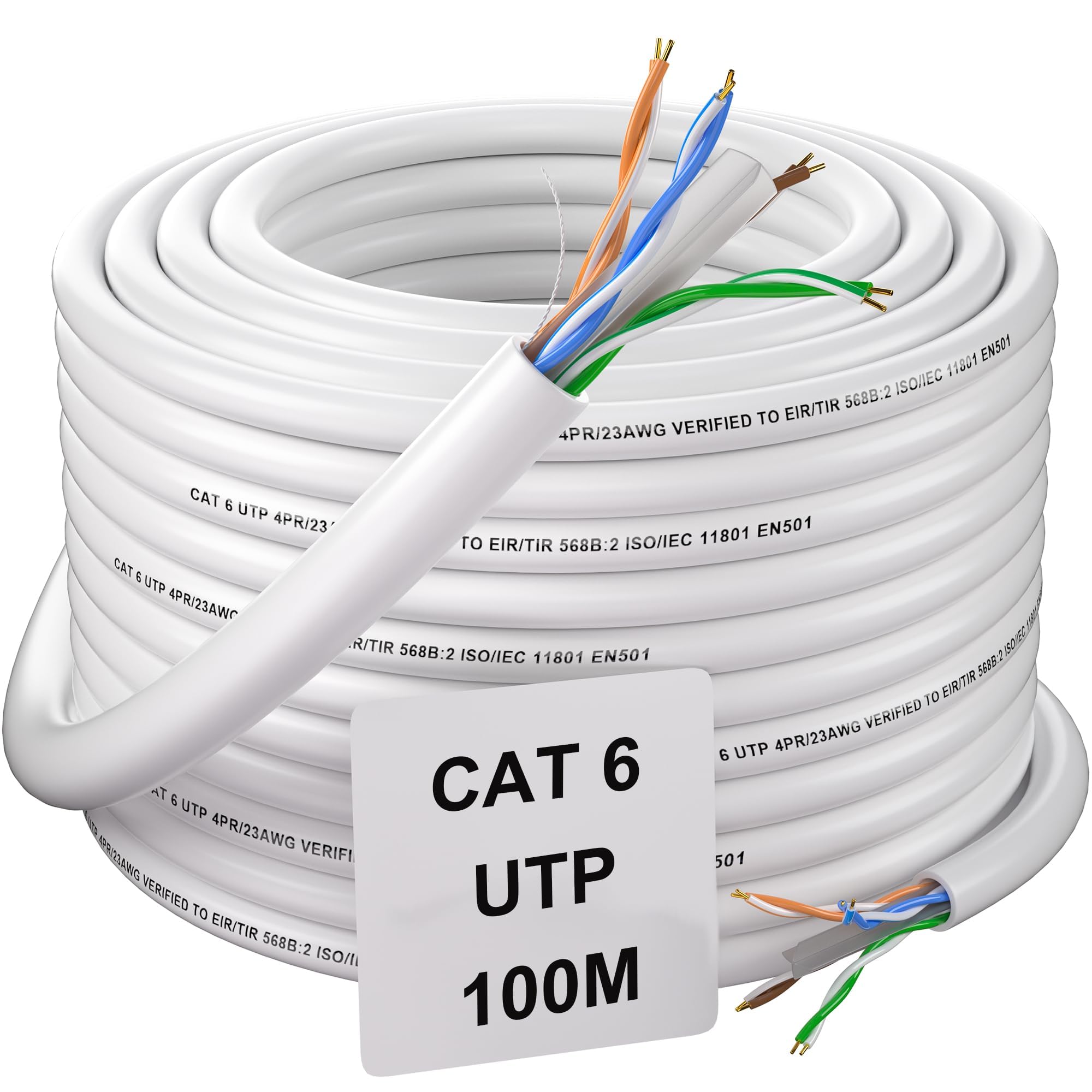 Soibke Ethernet Cable 100m, Cat 6 Extra Long White LAN Internet Cable Bulk 100m, Outdoor Weatherproof Network Cable -RJ45 Gigabit LAN Cable High Speed UTP 23AWG CCA Patch Cord — image 1