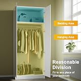 ELEGANT High Gloss 2 Door Wardrobe Set with Mirror & 4 Drawer Chest, White view 5