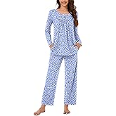 Bestbee Women's Pajama Set, 2 Piece Lounge Outfits Sleepwear Fall Long Sleeve Long Pant With Pockets Ladies Pjs