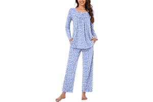 Bestbee Women's Pajama Set, 2 Piece Lounge Outfits Sleepwear Fall Long Sleeve Long Pant With Pockets Ladies Pjs