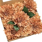 Ling's moment Artificial Flowers 9pcs Silk Dahlia 5.5"/4.5" Fake Flowers for DIY Wedding Craft Bouquets Centerpieces Arrangements Party Baby Shower Home Decorations (Sunset Terracotta)