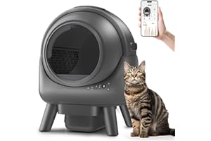 QXPZTK Self Cleaning Litter Box for Multiple Cats – Automatic Cat Litter Box with App Control, Odor-Free Waste Disposal, Dual Safety Sensors, Litter Bags, BlackGrayK4