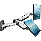 MOUNTUP Dual Monitor Wall Mount, Fully Adjustable Polished Aluminium Gas Spring Monitor Arm for 2 Max 32 Inch Flat Curved Com