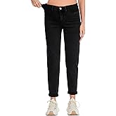 FABRACK Women's Maternity Jeans Mid-Rise Stretchy Boyfriend Jeans Under Belly Pregnancy Denim Pants with Elastic Inset Panel