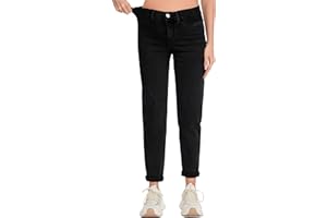 FABRACK Women's Maternity Jeans Mid-Rise Stretchy Boyfriend Jeans Under Belly Pregnancy Denim Pants with Elastic Inset Panel