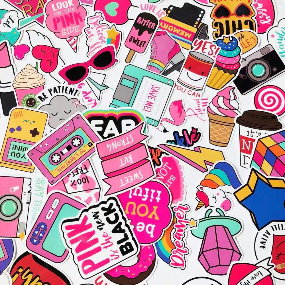Mizzuco Vinyl Stickers Waterproof Graffiti Stickers 61 Pieces for Teens Girls Laptop Bumper Helmet Ipad Car Luggage Water Bottle (KA155)