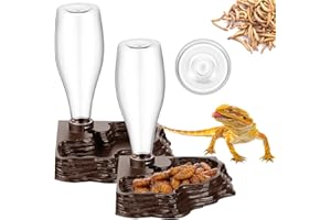 Mumufy 2 Pack Reptile Water Feeder Automatic Water Dispenser Waterer 13.5Oz Feeding Accessories Tank Lizards Waterer for Bearded Dragon Terrarium Turtle Tank Feeding Geckos Frog (Brown)