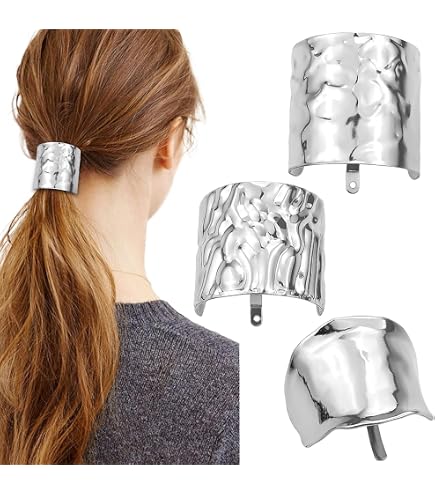Amazon.com : 2 Pieces Metal Cuff Ponytail Holder Hair Cuff  display picture 3