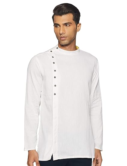 Men's Cotton Achkan Kurta (SS19/NAY-1032 B_White_Xx-Large)