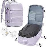 SEAFEW Travel Backpack with for Women Men, Vacpack Backpack with Electric Pump, Waterproof Carry-On Laptop Backpack Work Compression bags Casual Daypack with USB Charging Port, Purple