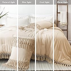 ALEISSEL Beige Comforter Set King Size, Ultra-Soft