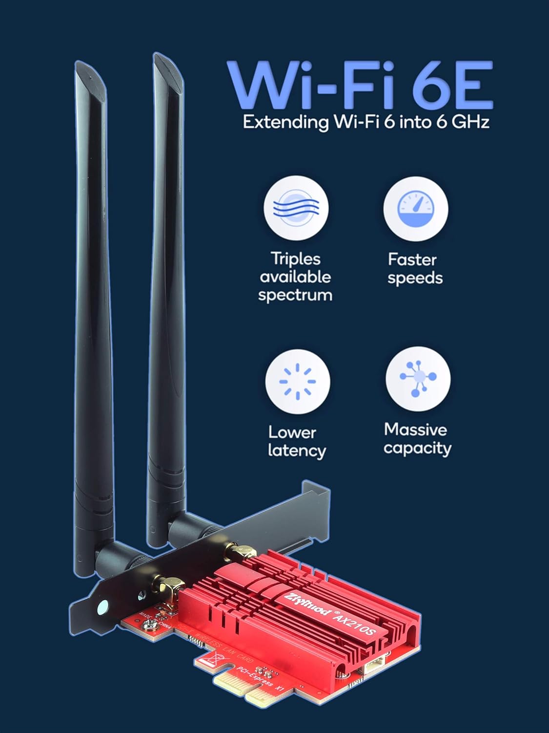 WiFi Card 5374Mbps 6E PCIe WiFi Card, Bluetooth 5.3, Intel WiFi 6E AX210 Chip - Image 4